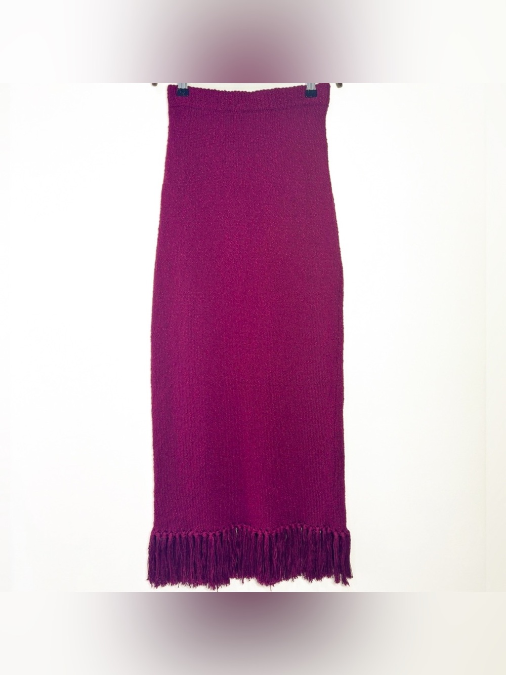4th & Reckless Revolve Gabby Knitted Fringed Maxi Skirt in Burgundy Small NWT - Picture 5 of 9